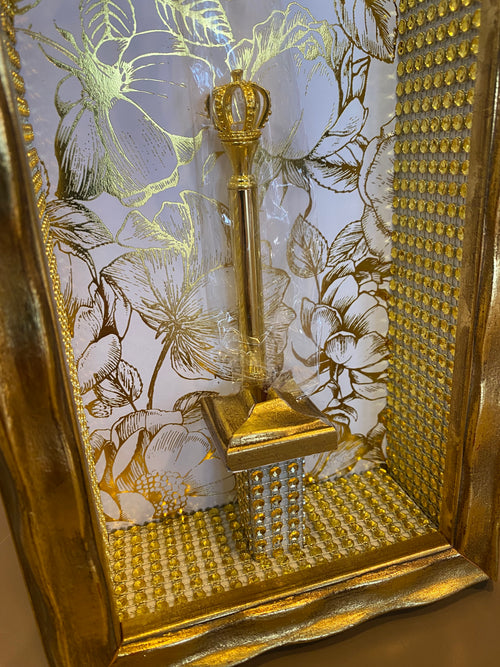 Gold Wall Display Pen Shadow Box